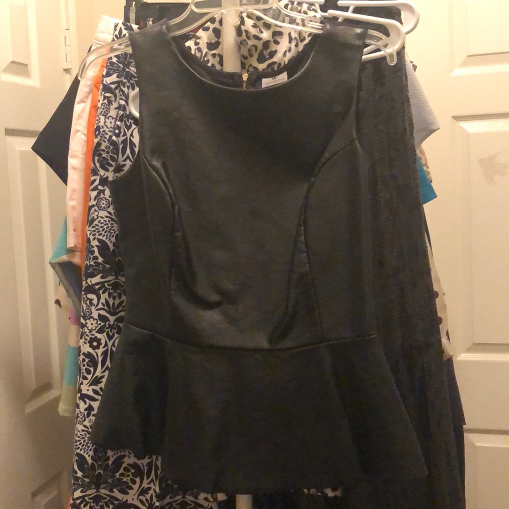 Leather black peplum tank